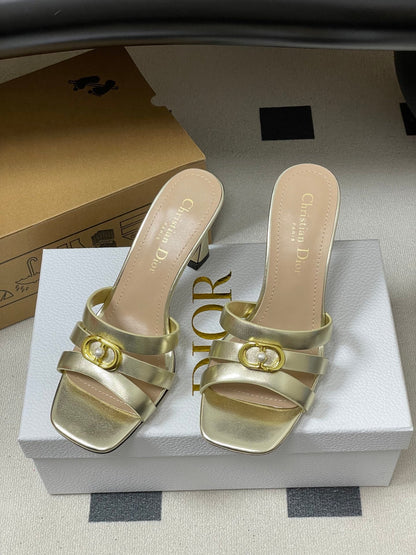 CD 26 High-Heeled Sandals 80mm Gold Metallic Cowhide 632584