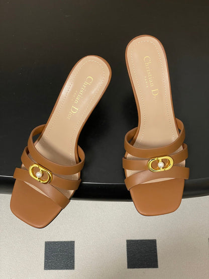 CD 26 High-Heeled Sandals 80mm Camel Cowhide 632587