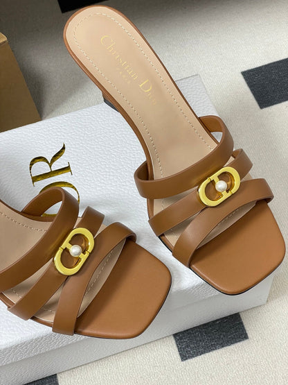 CD 26 High-Heeled Sandals 80mm Camel Cowhide 632587