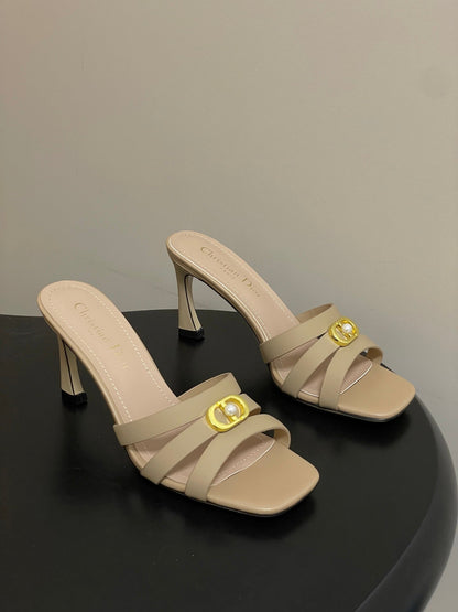 CD 26 High-Heeled Sandals 80mm Beige Cowhide 632588