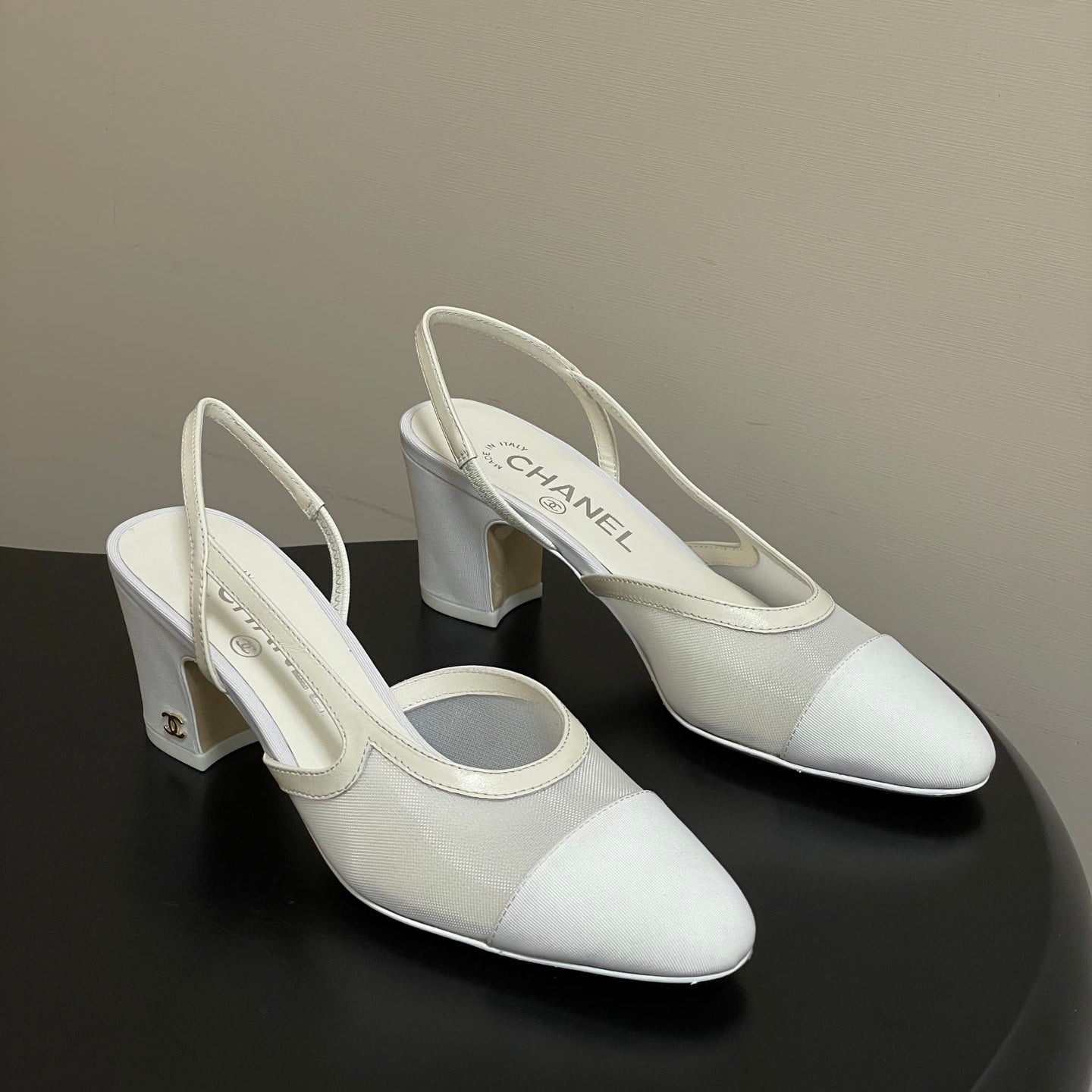 CC 26s Slingback 65mm Mesh Fabric Sheepskin