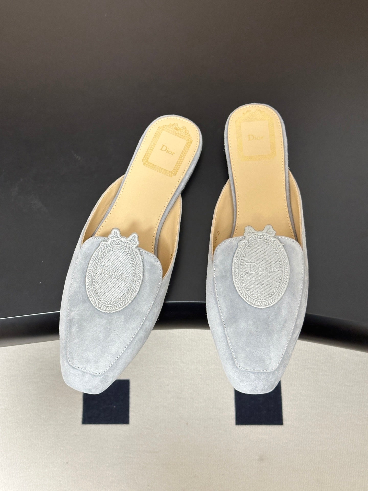 CD Médaillon Mule Light Grey Suede 834914