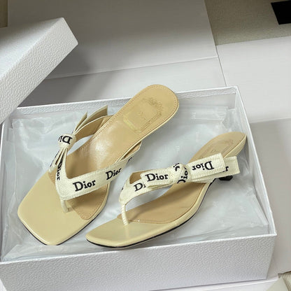 CD J'Adior Heeled Thong Sandal Cream Beige Leather 834940