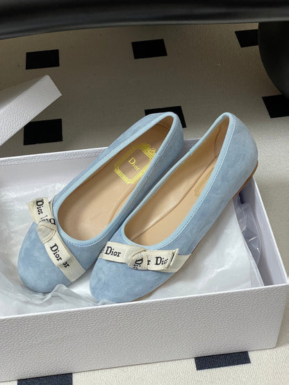 CD J'Adior Ballet Flat Light Blue Suede 834926