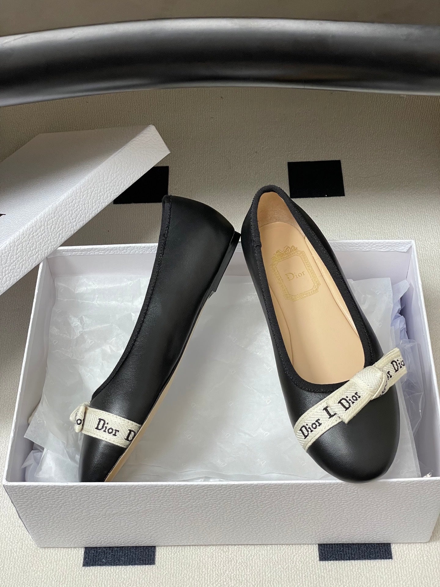 CD J'Adior Ballet Flat Black Lambskin 834930