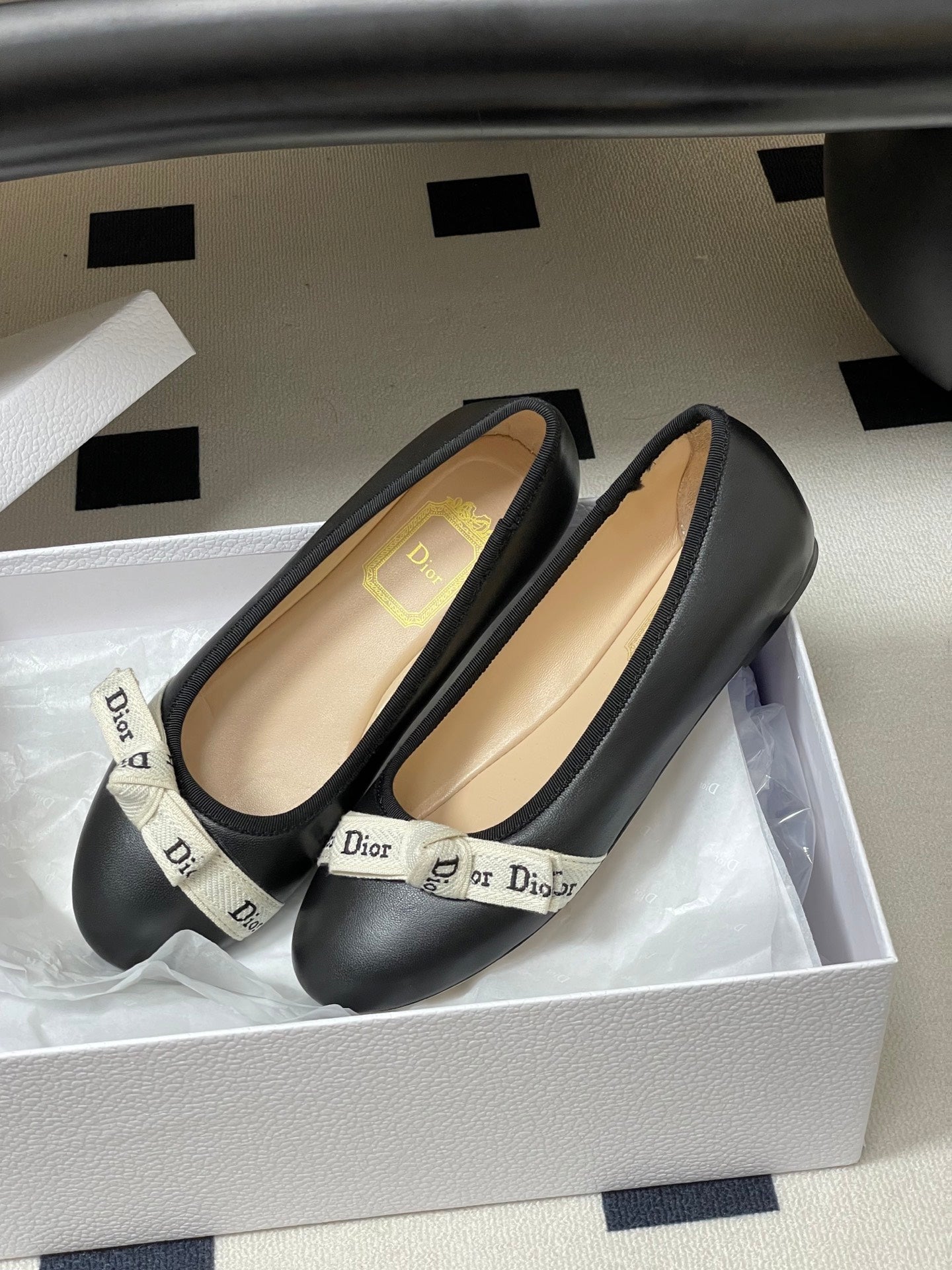 CD J'Adior Ballet Flat Black Lambskin 834930