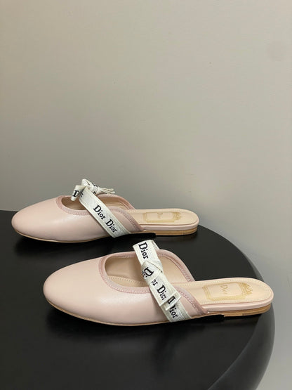 CD J'Adior Mules Light Blue Beige Leather Suede 834934