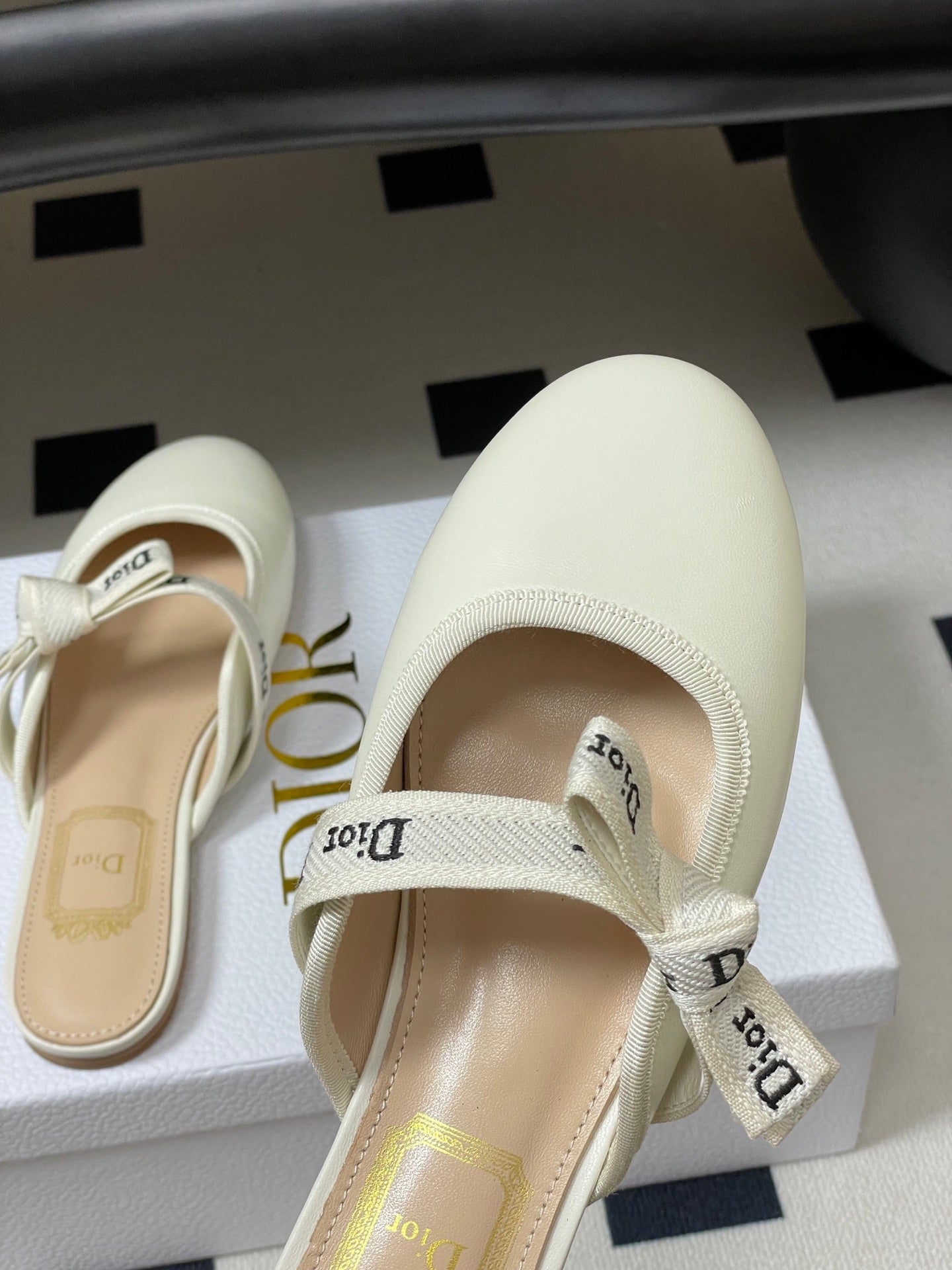 CD J'Adior Mules Cream Beige Leather 834935