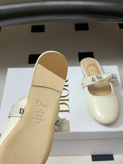 CD J'Adior Mules Cream Beige Leather 834935