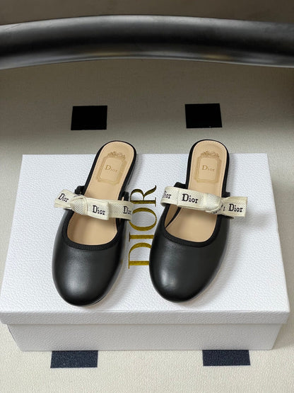 CD J'Adior Mules Black Beige Leather 834936