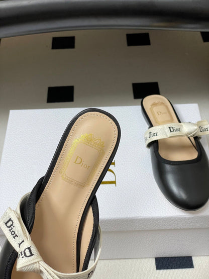 CD J'Adior Mules Black Beige Leather 834936