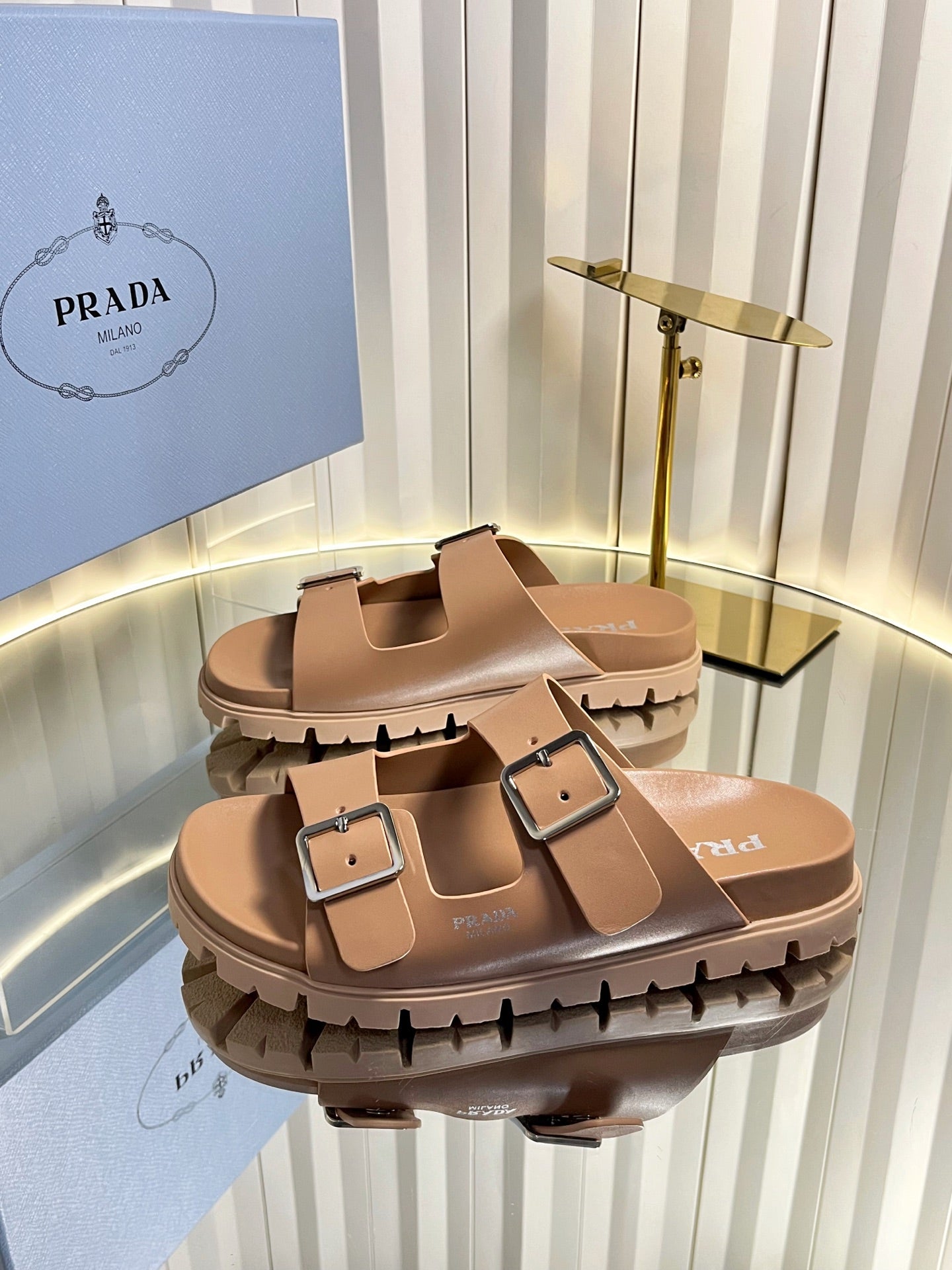 Prada 2026 Slides Slippers Two Straps Rubber 768752