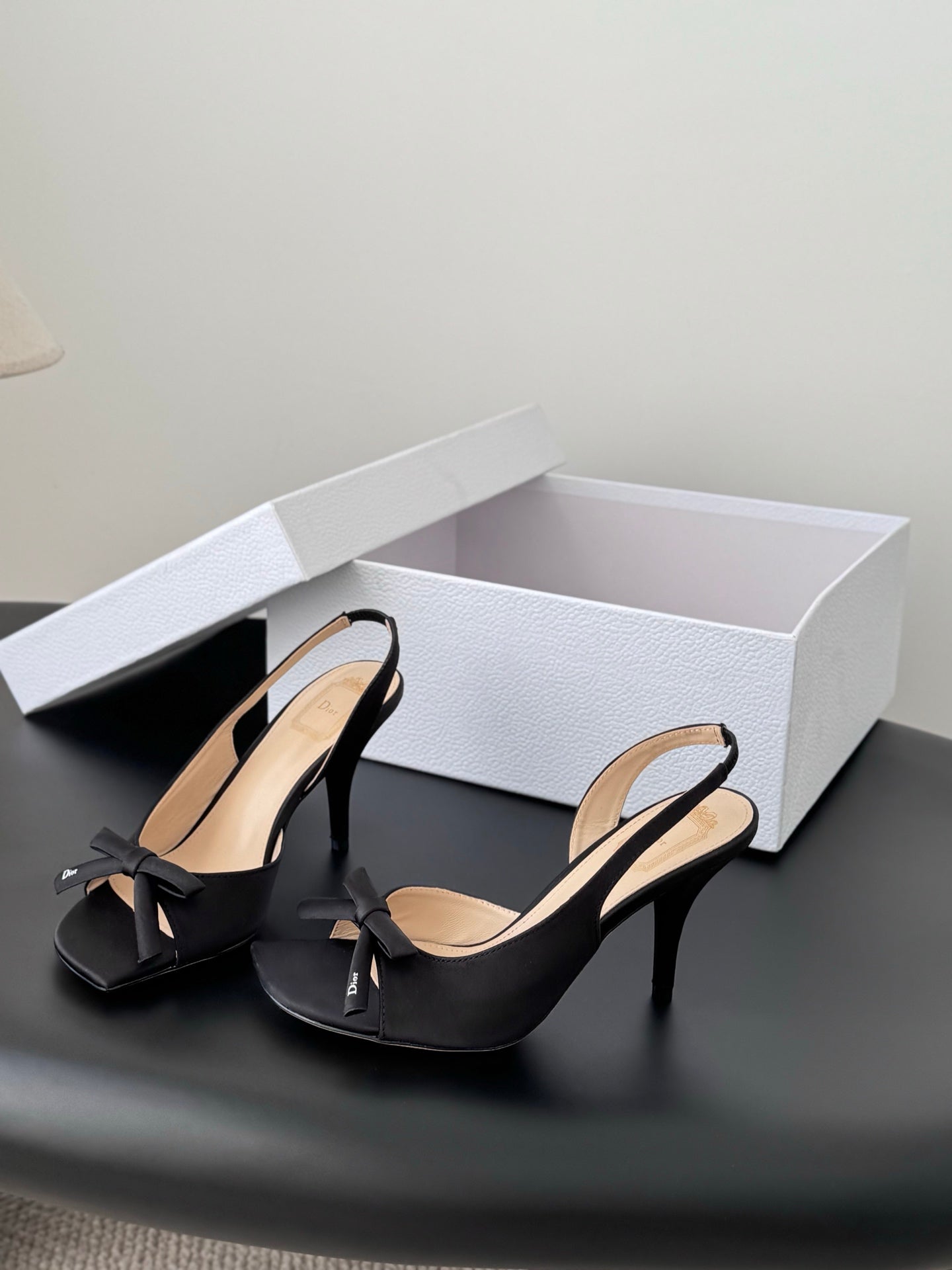 CD SS26 Mary Jane Sandals 8.5cm Beige Black Silk 605816