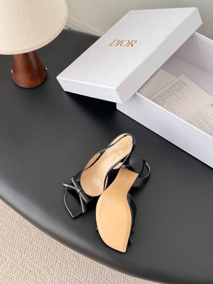 CD SS26 Mary Jane Sandals 8.5cm Beige Black Sheepskin 605818