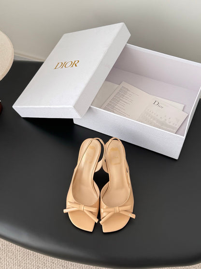 CD SS26 Mary Jane Sandals 8.5cm Beige Sheepskin 605820