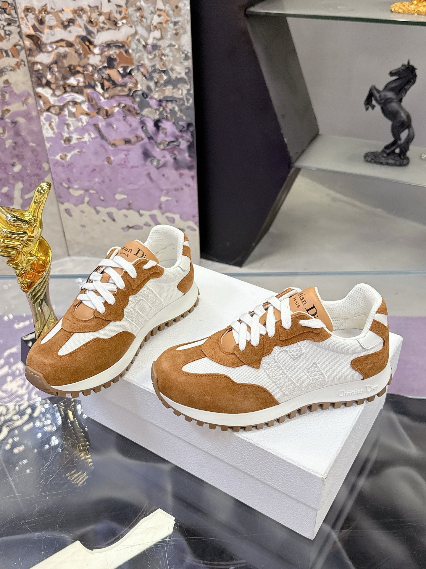 CD C'est Dior Sneaker  Brown White Mesh Suede Calfskin 546578