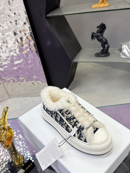Dior 2025 Walk'n'Dior Platform Sneaker Deep Blue mix White Wool Canvas