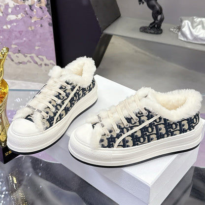 Dior 2025 Walk'n'Dior Platform Sneaker Deep Blue mix White Wool Canvas
