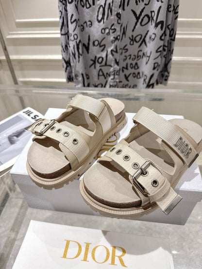 CD 26s Double-Strap Slide Sandals Ivory Calfskin 919013