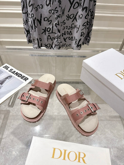 CD 26s Double-Strap Slide Sandals Pink Calfskin 919014