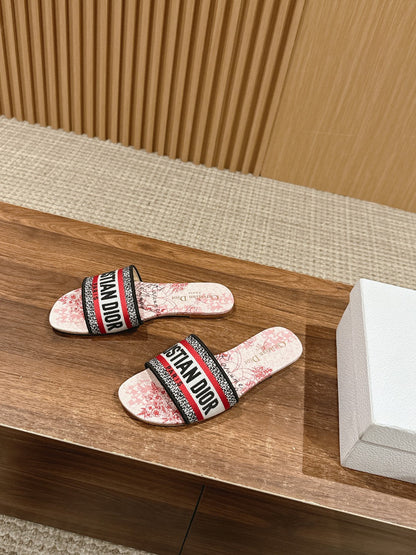 CD 26s Slide Sandals In Red Toile Print Logo Strap