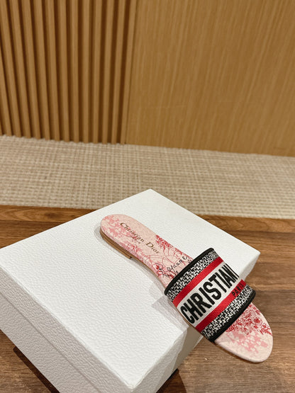CD 26s Slide Sandals In Red Toile Print Logo Strap