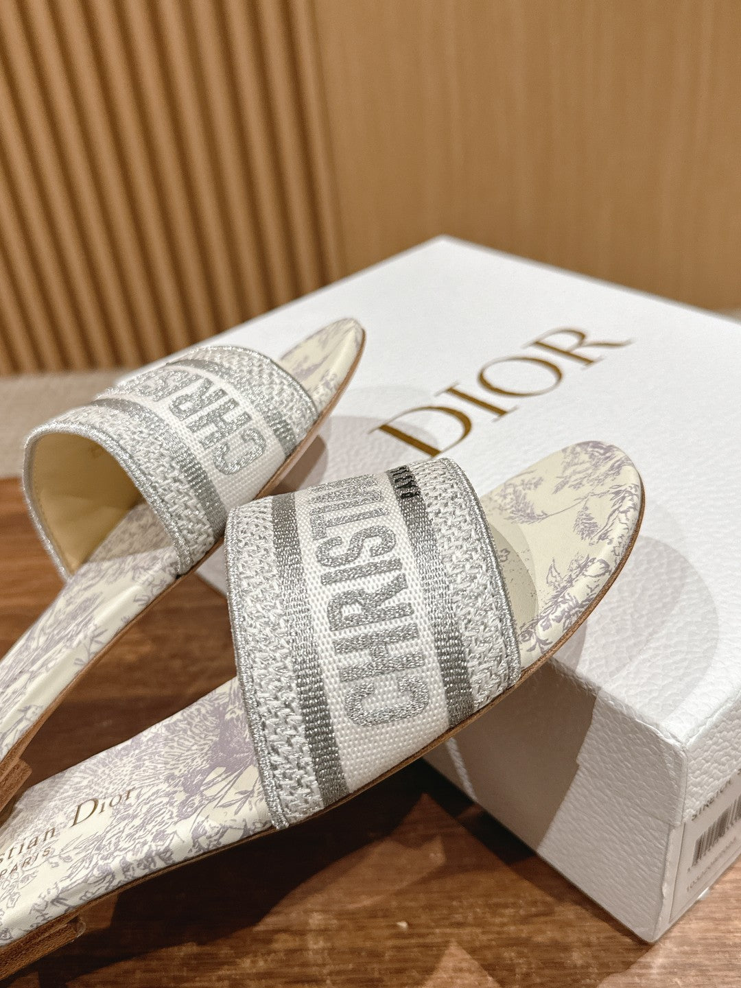 CD 26s Slide Sandals In Grey Toile De Jouy Logo
