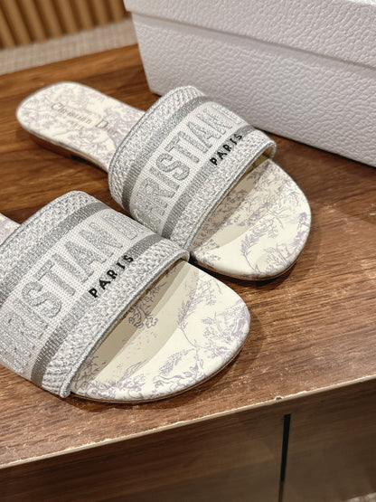 CD 26s Slide Sandals In Grey Toile De Jouy Logo