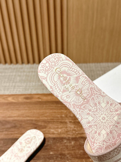 CD 26s D-Club Embroidered Slides In Pink Toile De Jouy