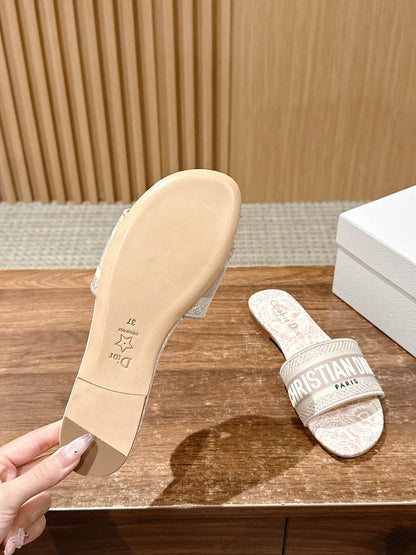 CD 26s D-Club Embroidered Slides In Pink Toile De Jouy