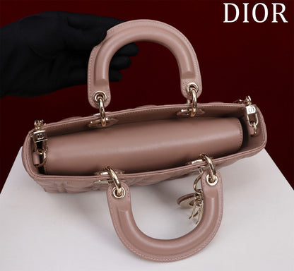 medium lady d-joy 26 chocolate lambskin