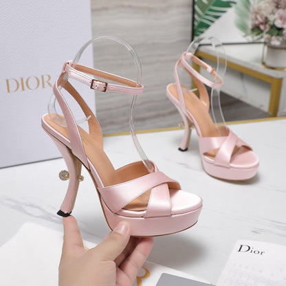 CD Pearl-Embellished High Heel Sandals 25s 115 Mm In Light Pink Satin