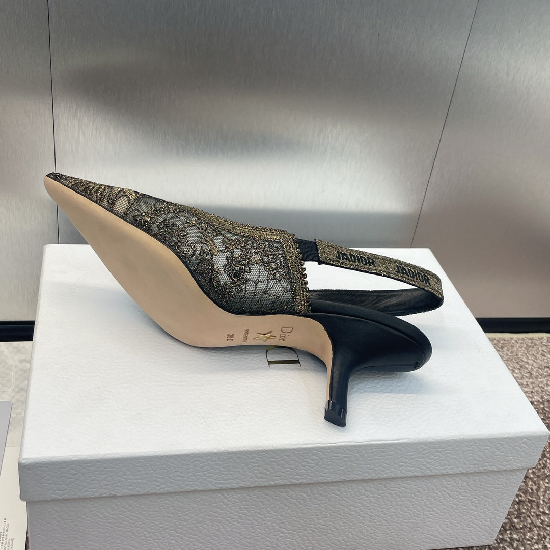 cd slingback pump 65 transparent mesh embroidered black sun motif