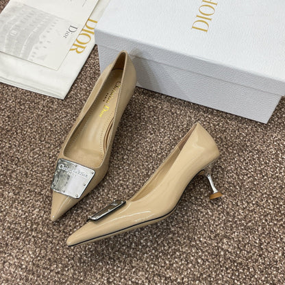 CD Pumps 65mm Glossy Beige Cowhide