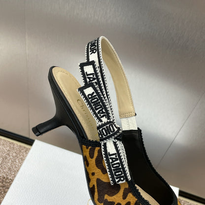 CD J'Adior Slingback Pump 65mm Leopard Print Yellow Black Nubuck Leather