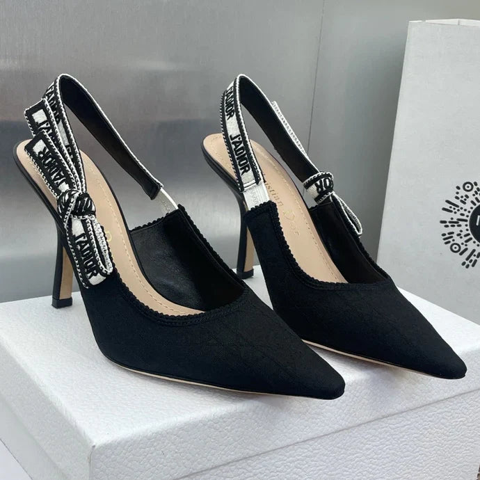 CD J'Adior Slingback Pump Black Fabric Sheepskin 330329