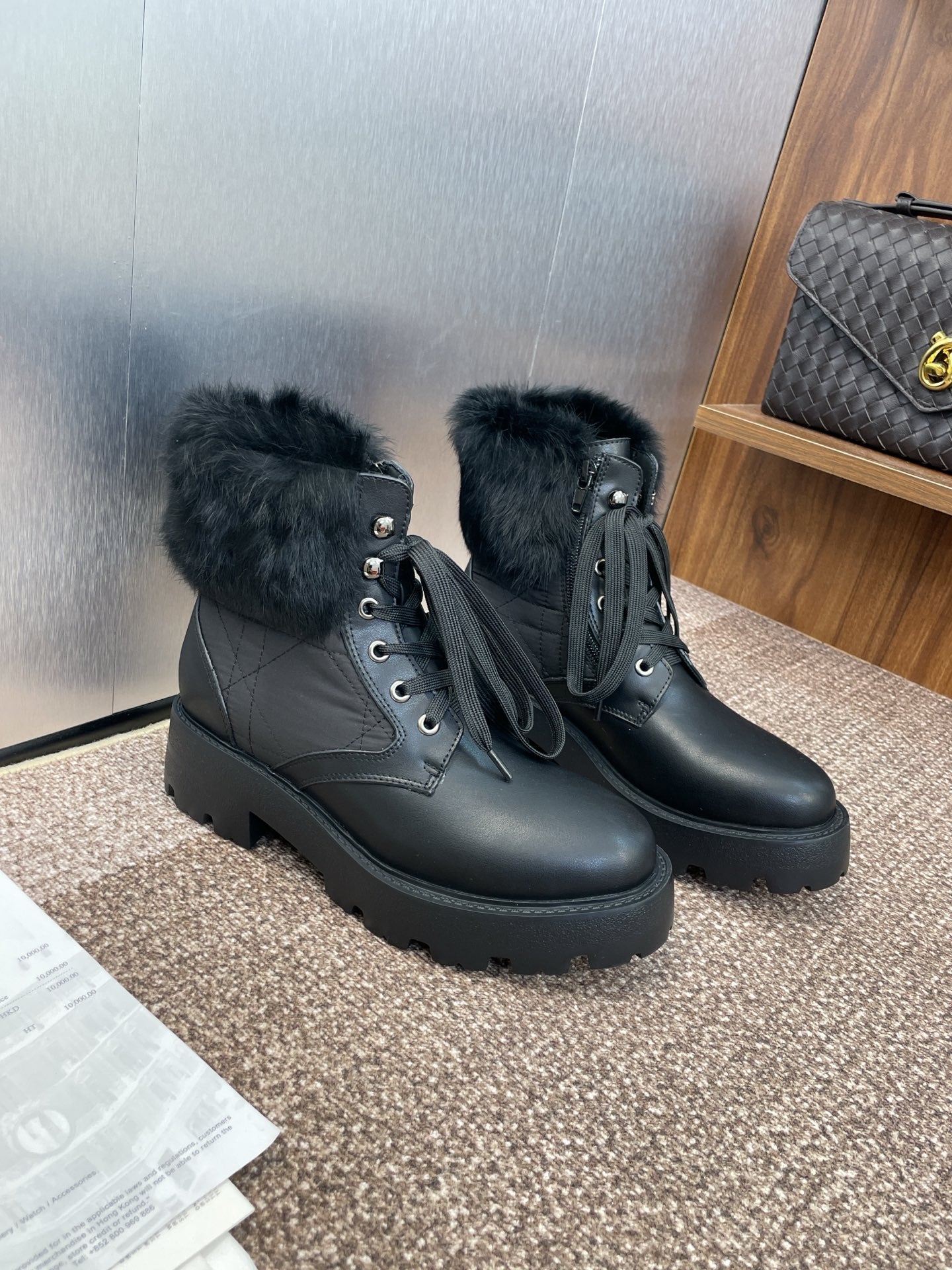 CD D-Majo Ankle Boots Black Wool Sheepskin 524174