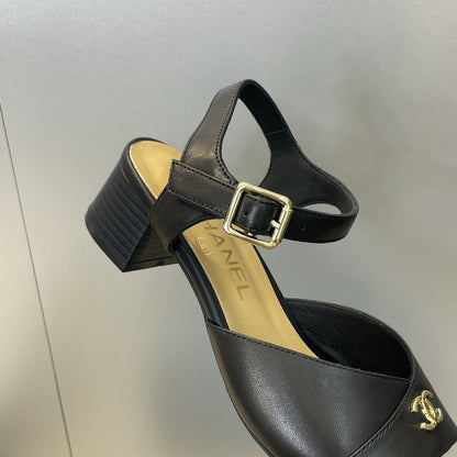 CC 26 Heeled Sandal 45mm Black Beige Sheepskin 607476