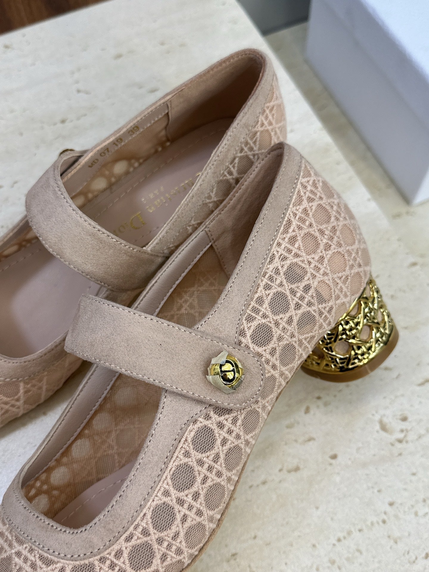 CD 26 Lolita High Heels 40 Beige Mesh Gold 633050