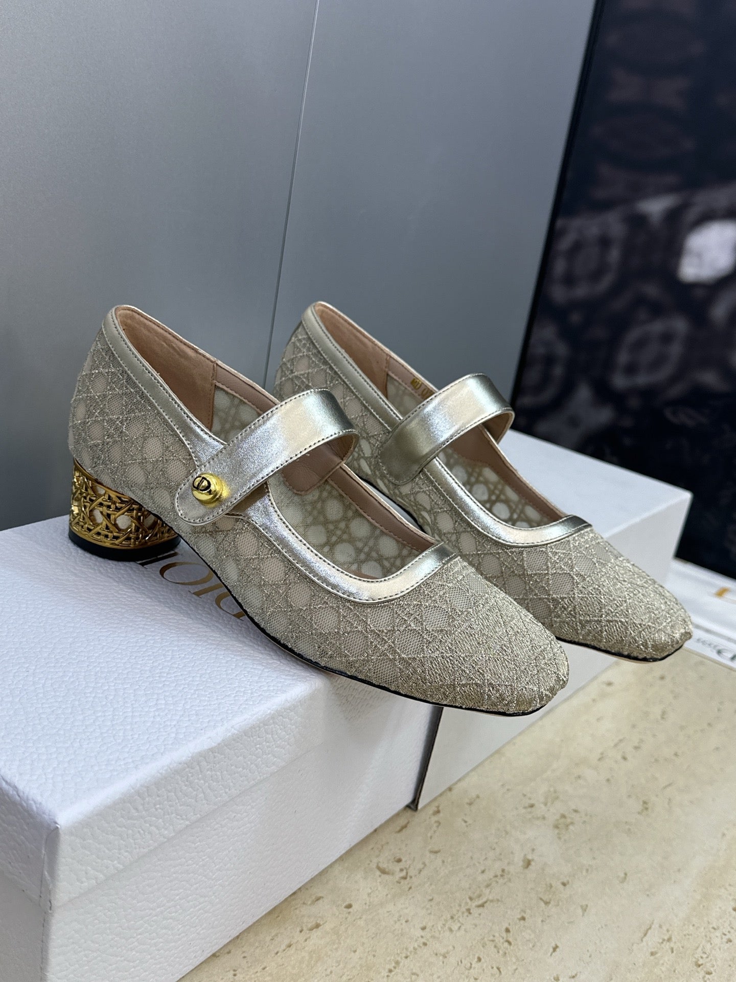 CD 26 Lolita High Heels 40 Sliver Mesh Gold 633051