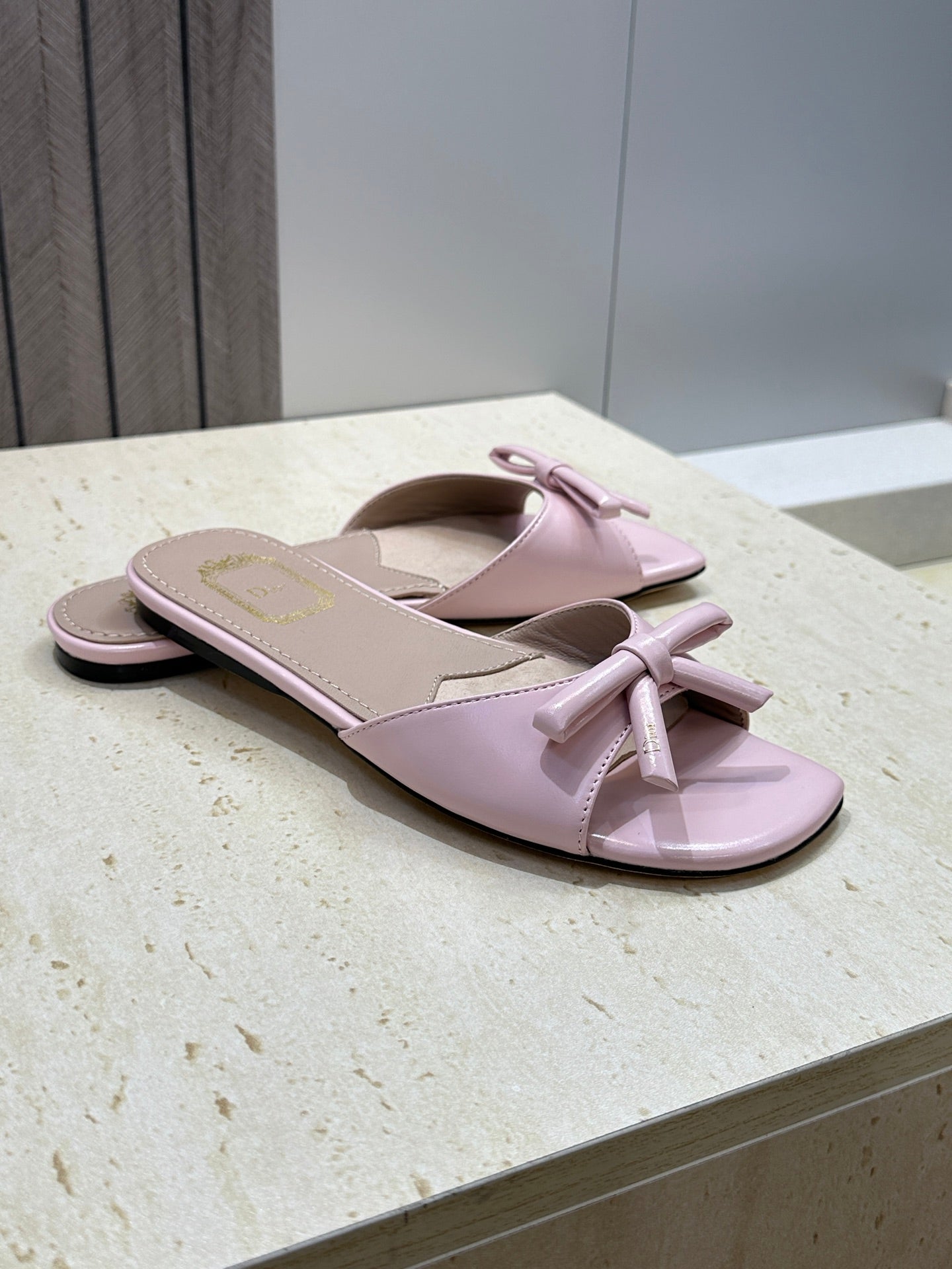 CD Dior Bow Slides Pink Leather 884660