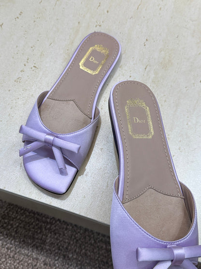 CD Dior Bow Slides Light Purple Satin 884664