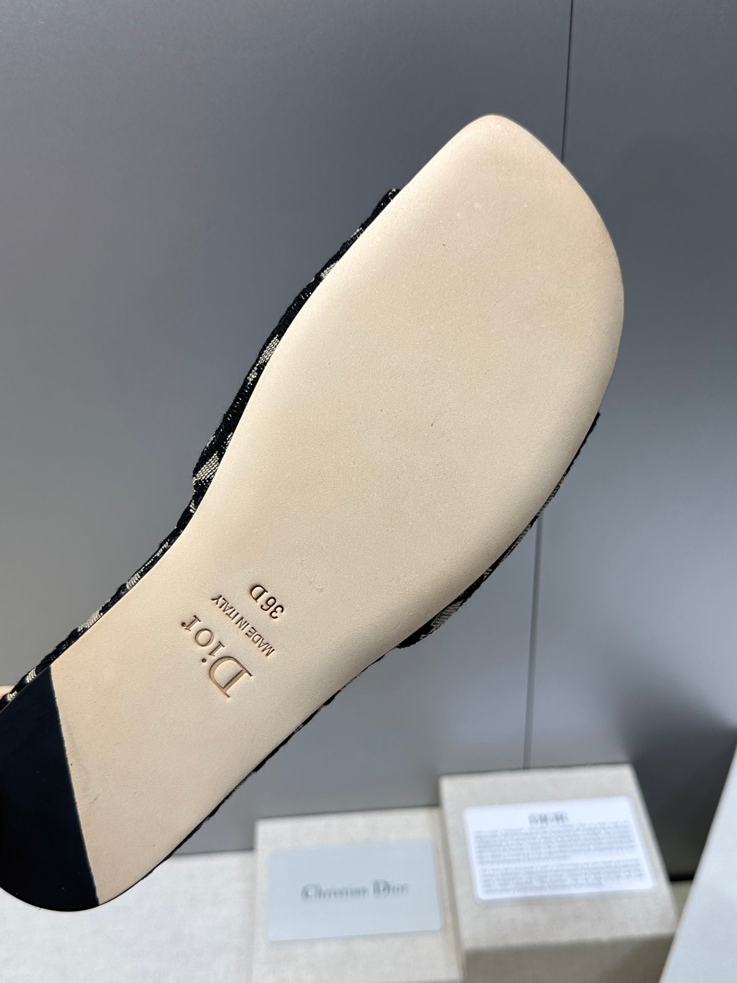 CD Dior Bow Slides Beige Black Canvas 884665