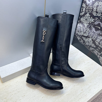 CD Haute Couture Heel Knee-High Boots 2.5cm Calfskin 959601