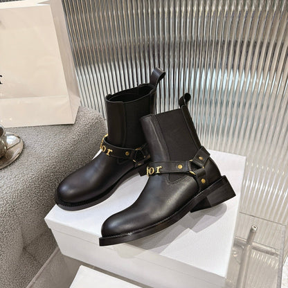 CD 26s Bolt Ankle Boot Black Ribbed Knit Calfskin 924105