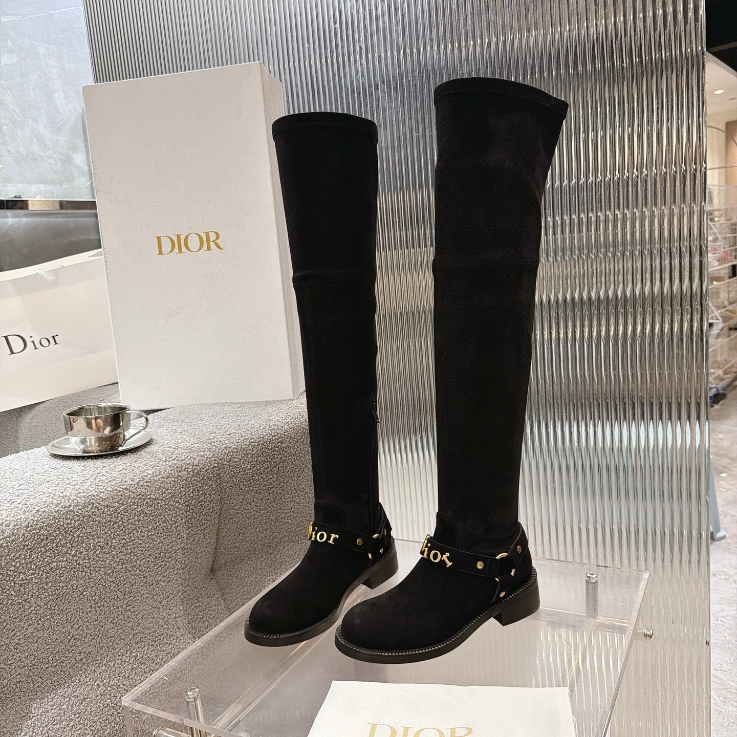 CD 26s Bolt Over-The-Knee Boot Black Suede 924098