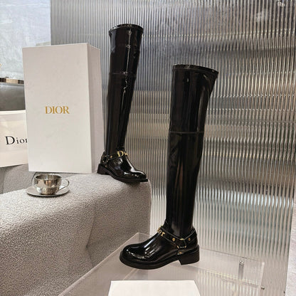 CD 26s Bolt Over-The-Knee Boot Black Patent Calfskin 924100