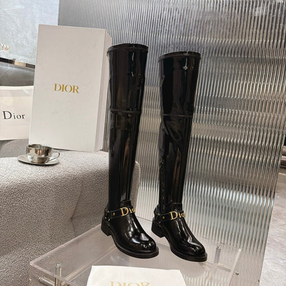 CD 26s Bolt Over-The-Knee Boot Black Patent Calfskin 924100