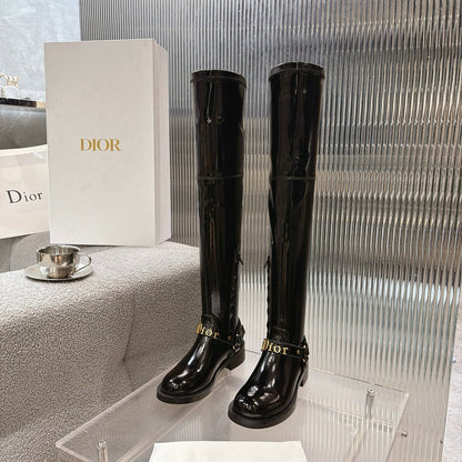 CD 26s Bolt Over-The-Knee Boot Black Patent Calfskin 924100