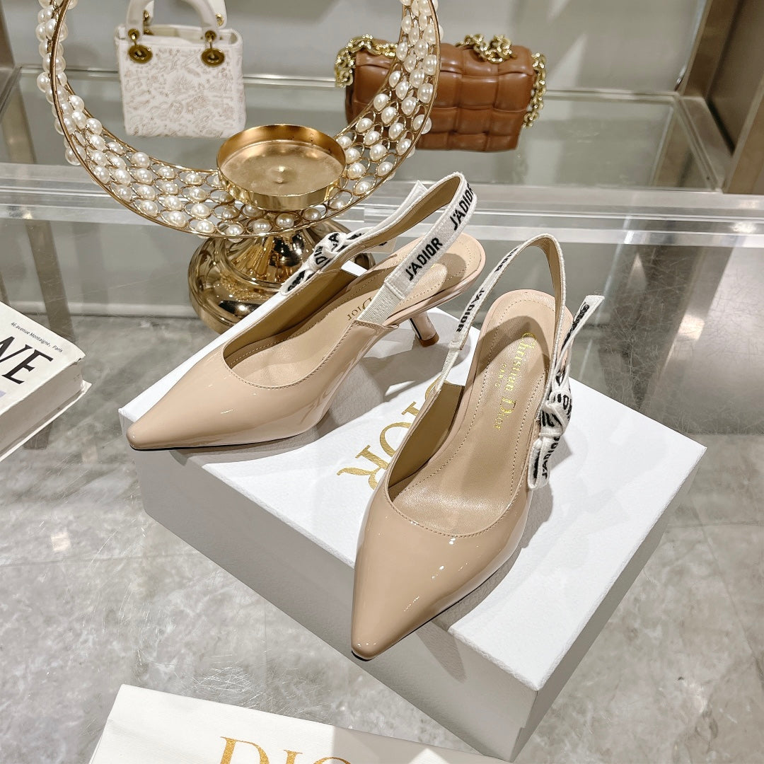 JAdior Slingback 65 Beige Patent Calfskin